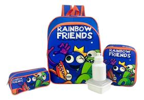 Kit Mochila Azul Babão Rainbow Friends Meninos Costas Tam G