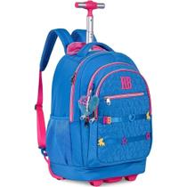 Kit Mochila AZUL de Rodinha com Lancheira e Estojo Rebecca Bonbon Escolar Juvenil