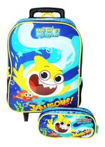 Kit Mochila Baby Shark Rodinhas Infantil Escolar Estojo Gran