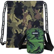 Kit Mochila Bag Fortnite + Shoulder Bag Fortnite Camuflada