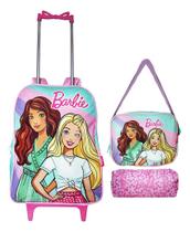Kit Mochila Barbie Rodinhas Lancheira Estojo Infant