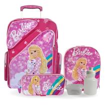 Kit Mochila Barbie Rosa Rodinhas Tam G Com Lancheira e Estojo - Mg mix