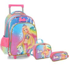 Kit Mochila Barbie Sereia De Rodas Com Lancheira E Estojo