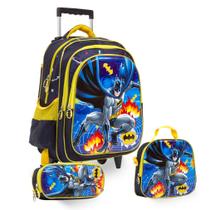 Kit Mochila Batman Rodinha Com Estojo Lancheira Térmica