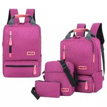 Kit Mochila + Bolsa + Bag Nylon Masculino Feminino Escolar