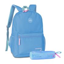 Kit Mochila Bolsa de Costas C/ Estojo Goog Things Take Time Juvenil Feminina Escolar - Clio