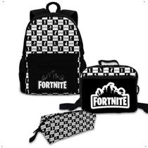 Kit Mochila Bolsa Escolar Com Carrinho Rodinha Com Estojo Para Puxar Infantil Criança Adolescente Personagem