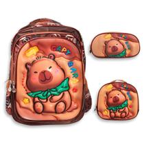 Kit Mochila Bolsa Escolar Feminina Capivara Grande Costas