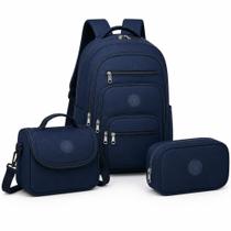 Kit Mochila Bolsa Escolar Grande Reforçada + Lancheira Térmica + Estojo Box Jumbo Menina Menino Infantil Juvenil Unissex