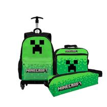 Kit Mochila Bolsa Escolar Infantil Com Rodinha Carrinho + Lancheira Térmica + Estojo Personalizados Personagens Filme Desenho Série
