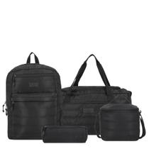 Kit Mochila + bolsa esportiva + lancheira + estojo Megapack 2.0 5XT Preto
