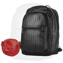 Kit Mochila Bolsa Feminina Couro Envernizado + Bolsa Transversal Oval Vermelha