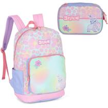 Kit Mochila Bolsa Feminina Stitch Disney Rosa C/ Estojo Box Kit Mochila Bolsa Feminina Stitch Disney Rosa C/ Estojo Box