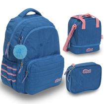 Kit Mochila Bolsa Infantil Feminina Stitch Lancheira Térmica