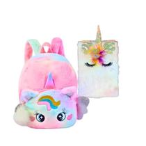 Kit Mochila Bolsa Infantil Passeio Caderno unicórnio Pelúcia