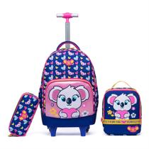 Kit Mochila Bolsa Infantil Rodinhas Reforçada Escolar