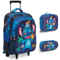 Kit Mochila Bolsa Infantil Stitch Carrinho Volta As Aulas