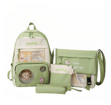 Kit Mochila Bolsas Semi Impermeavel Infantil Juvenil Moda Blogueira Tecido Reforçado Bolsos Grandes Espaçosos Lancheira