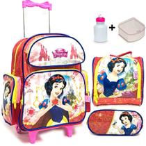 Kit Mochila Branca de Neve de Rodinhas com Estojo e Lancheira Original Kit Mochila Branca de Neve de Rodinhas com Estojo e Lancheira Original