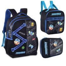 Kit Mochila Brancoala de Costas Lancheira e Estojo Box Escolar Passeios Viagens