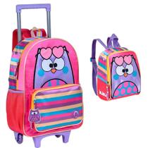 Kit Mochila Bubu Escolar Rodinha Corujinha G Com Lancheira