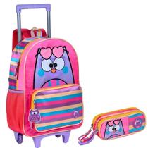 Kit Mochila Bubu Escolar Rodinha Corujinha Tam G Com Estojo