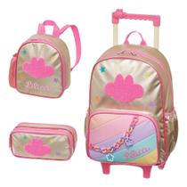 Kit Mochila c/ Alças Pacific Rodinha + Lancheira + Estojo Lilica Mundo Ripilica
