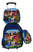 Kit Mochila C/ Carrinho Minecraft Lancheira Estojo Duplo Kit Mochila C/ Carrinho Minecraft Lancheira Estojo Duplo