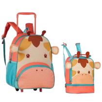 Kit mochila c/lancheira infantil girafa - clio