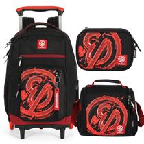 Kit Mochila C/ Rodas Lancheira Estojo Bolsa Up4you Enaldinho