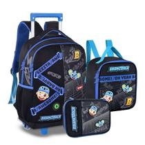 Kit Mochila C/ Rodinhas Brancoala C/ Lancheira Térmica E Estojo Box Youtuber Escolar - Clio