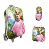 Kit Mochila C/ Rodinhas E Lancheira + Estojo Princesa Ginger Kit Mochila C/ Rodinhas E Lancheira + Estojo Princesa Ginger