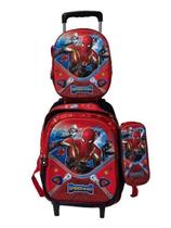 Kit Mochila C/ Rodinhas Lancheira Estojo Personagens Menino