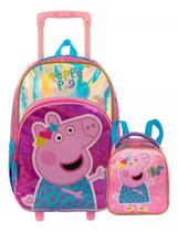 Kit Mochila C/ Rodinhas + Lancheira Peppa Pig - Sestini