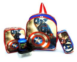 Kit Mochila Capitão América Costas Tam M + Lancheira F5
