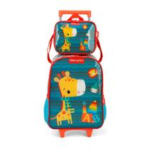 Kit Mochila Car + Lancheira 16 Fisher Price Verde Luxcel