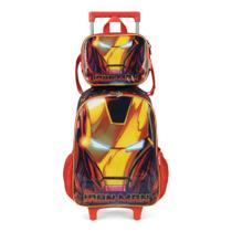 Kit Mochila Car + Lancheira Iron Man Armadura Luxcel