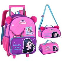 Kit mochila carrinho 16 com orelhinhas de pompom, lancheira térmica 9 e estojo escolar Follow Your Dreams Luluca Kit mochila carrinho 16 com orelhinhas de pompom, lancheira térmica 9 e estojo escolar Follow Your Dreams Luluca