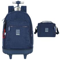 Kit mochila carrinho 2 em 1 e lancheira térmica azul Up4You