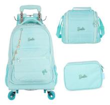 Kit Mochila Carrinho 360 Haste Dupla Porta Notebook Barbie