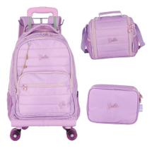 Kit Mochila Carrinho 360 Haste Dupla Porta Notebook Barbie