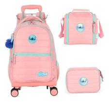 Kit Mochila Carrinho 360 Haste Dupla Porta Notebook Stitch