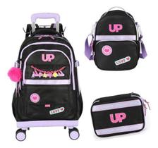 Kit Mochila Carrinho 360 Haste Dupla Up4You Porta Notebook