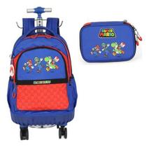 Kit Mochila Carrinho 360 Porta Notebook Super Mario
