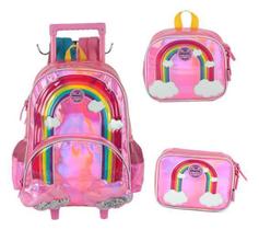 Kit Mochila Carrinho Arco Íris Metalizado Up4You Kit Mochila Carrinho Arco Íris Metalizado Up4You