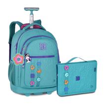 Kit Mochila Carrinho C Estojo Fichário Grande Rebeca Bonbon Kit Mochila Carrinho C Estojo Fichário Grande Rebeca Bonbon