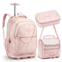 Kit Mochila Carrinho Color Up Wave Rodas Jumbo Lanch Estojo