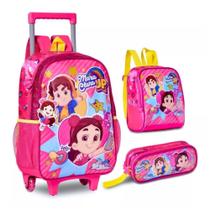 Kit Mochila Carrinho Com Lancheira E Estojo Maria Clara E Jp