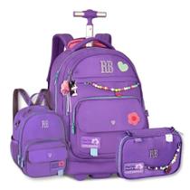 Kit Mochila Carrinho com Lancheira e Estojo Rebecca Bonbon