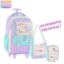 Kit Mochila Carrinho Com Pins Removíveis E Bichinho Acompanhante Escolar Juvenil Com Lancheira Térmi Kit Mochila Carrinho Com Pins Removíveis E Bichinho Acompanhante Escolar Juvenil Com Lancheira Térmi